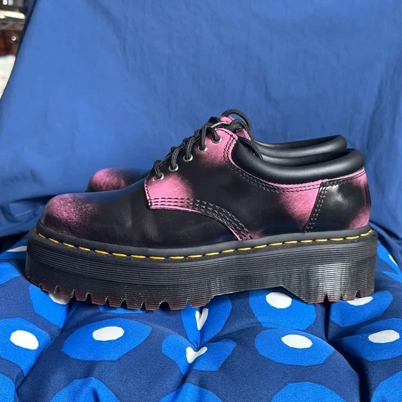 Dr. Martens 8053 Quad Black Fondant Pink Arcadia Leather Platform UK6 W8 - Picture 4 of 9